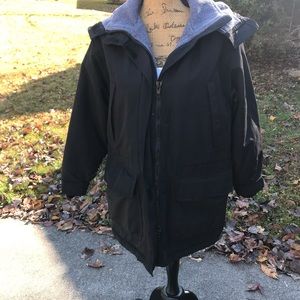 Lands End black warm winter coat size S